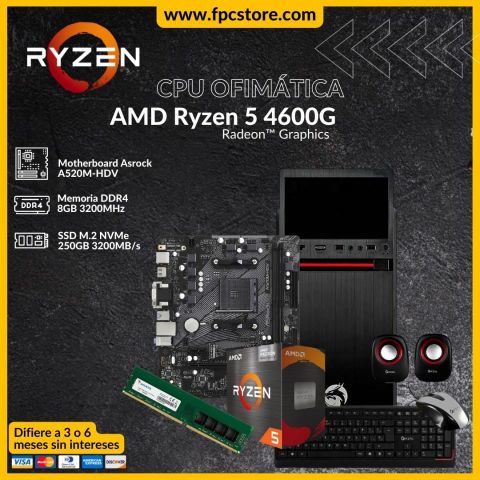 CPU ofimática AMD Ryzen 5 4600G 8GB 250GB